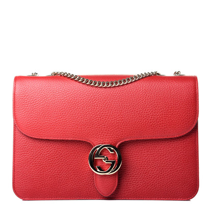 Gucci Dollar Calfskin Interlocking G Shoulder Bag Red 1 of 8