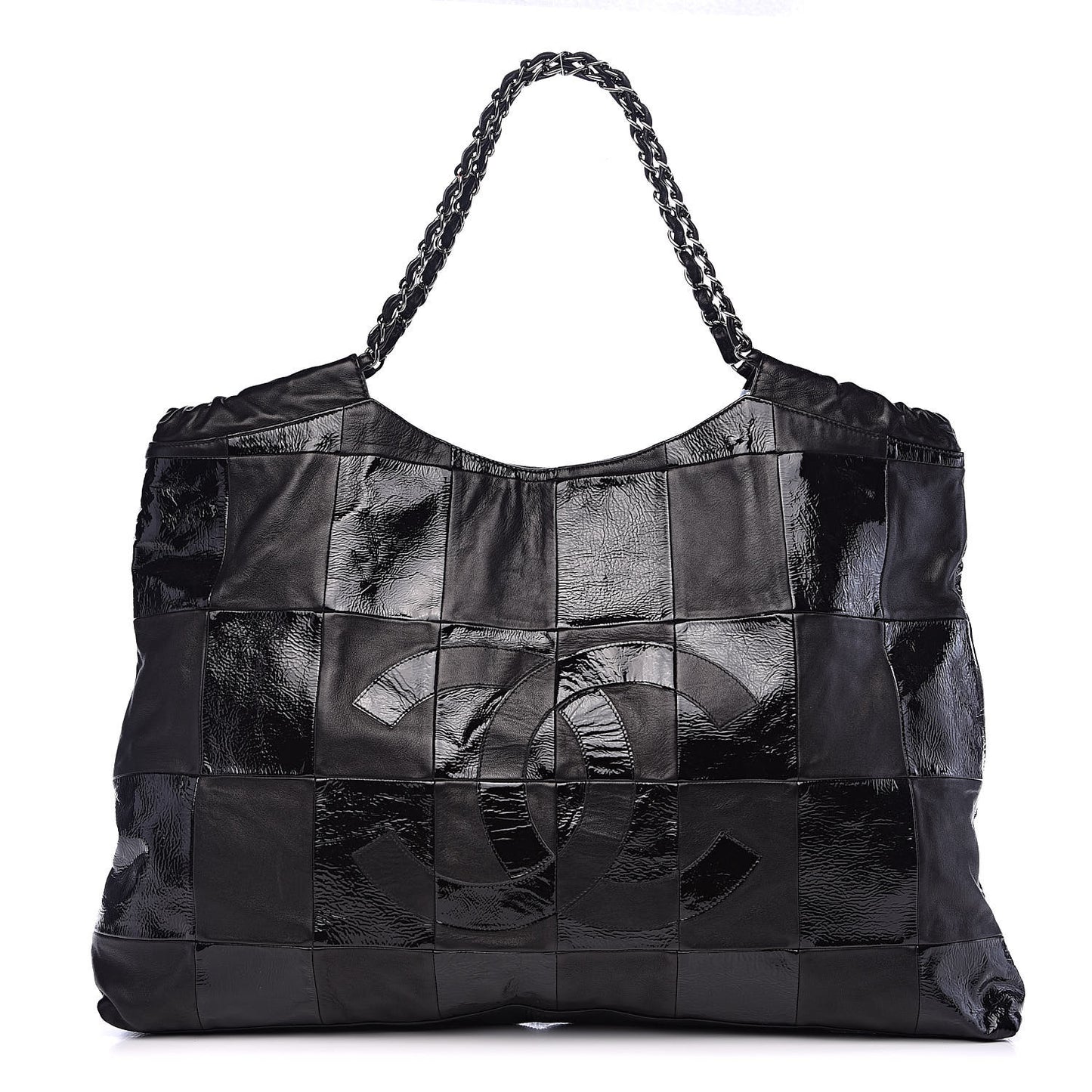 Patent Patchwork Large Brooklyn Tote Black
