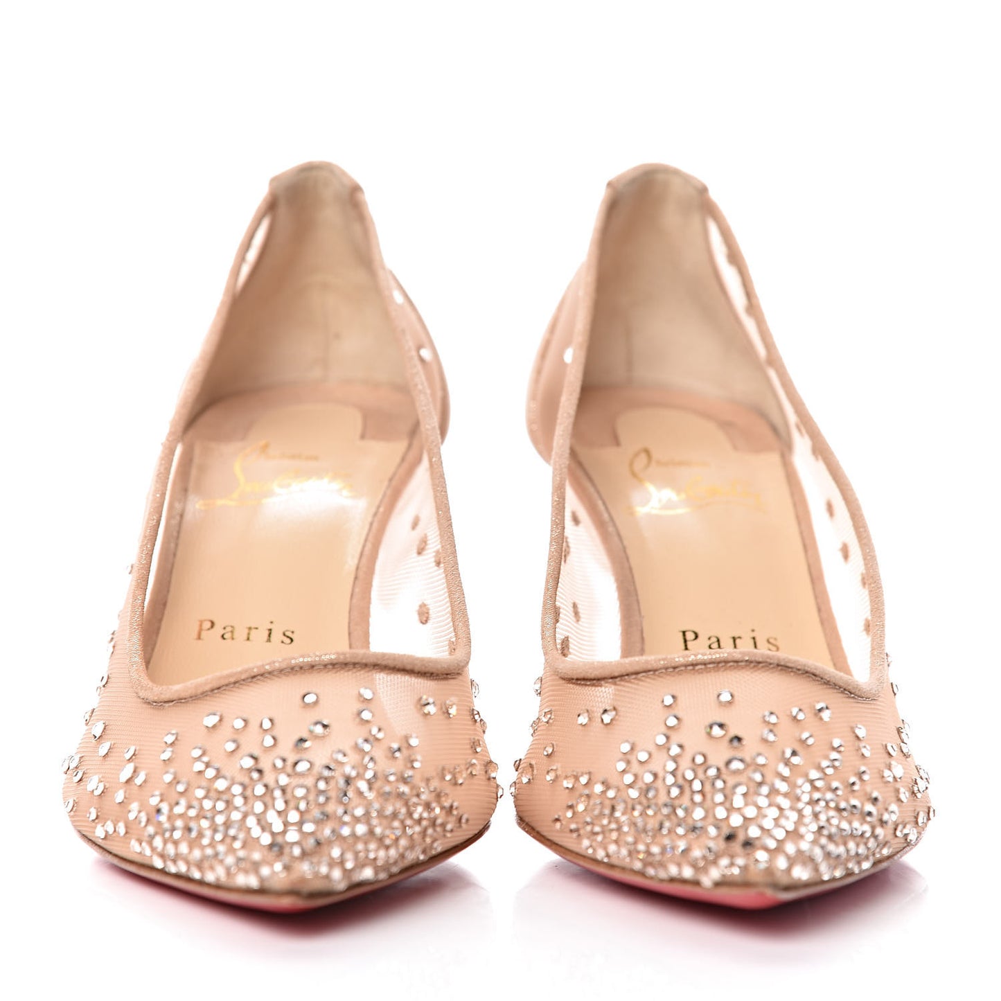 Suede Lame Crystal Strass Follies 70 Pumps 36.5 Light Silk