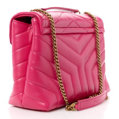 Saint Laurent SAINT LAURENT Calfskin Y Quilted Monogram Small Loulou Chain Satchel Fresh Fuchsia 3 of 11