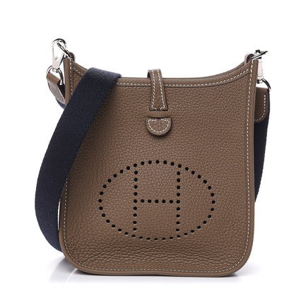 Hermes Taurillon Clemence Amazone Evelyne TPM Etoupe Bleu Indigo 1 of 10