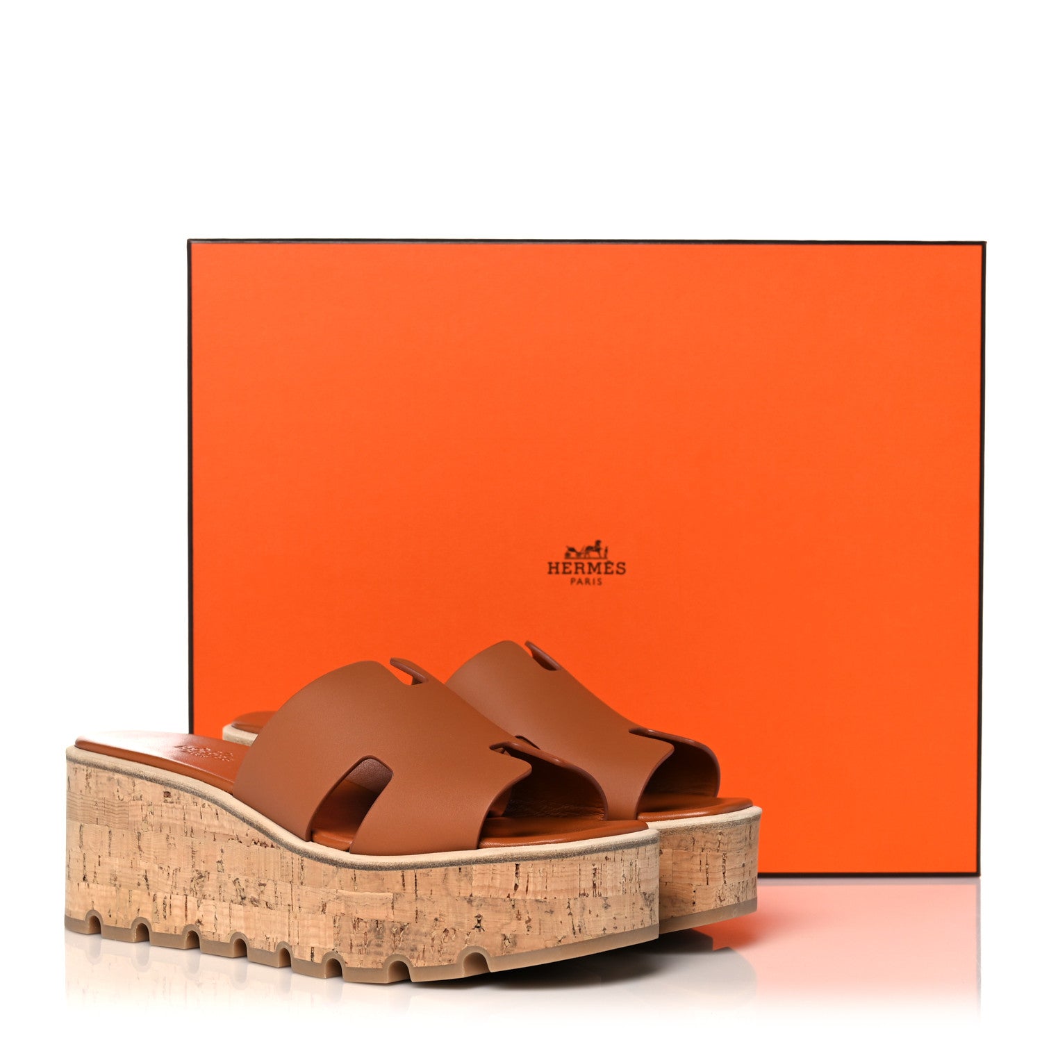 Hermes Calfskin Cork Eze 30 Sandals 39 Marron Glaise 10 of 10