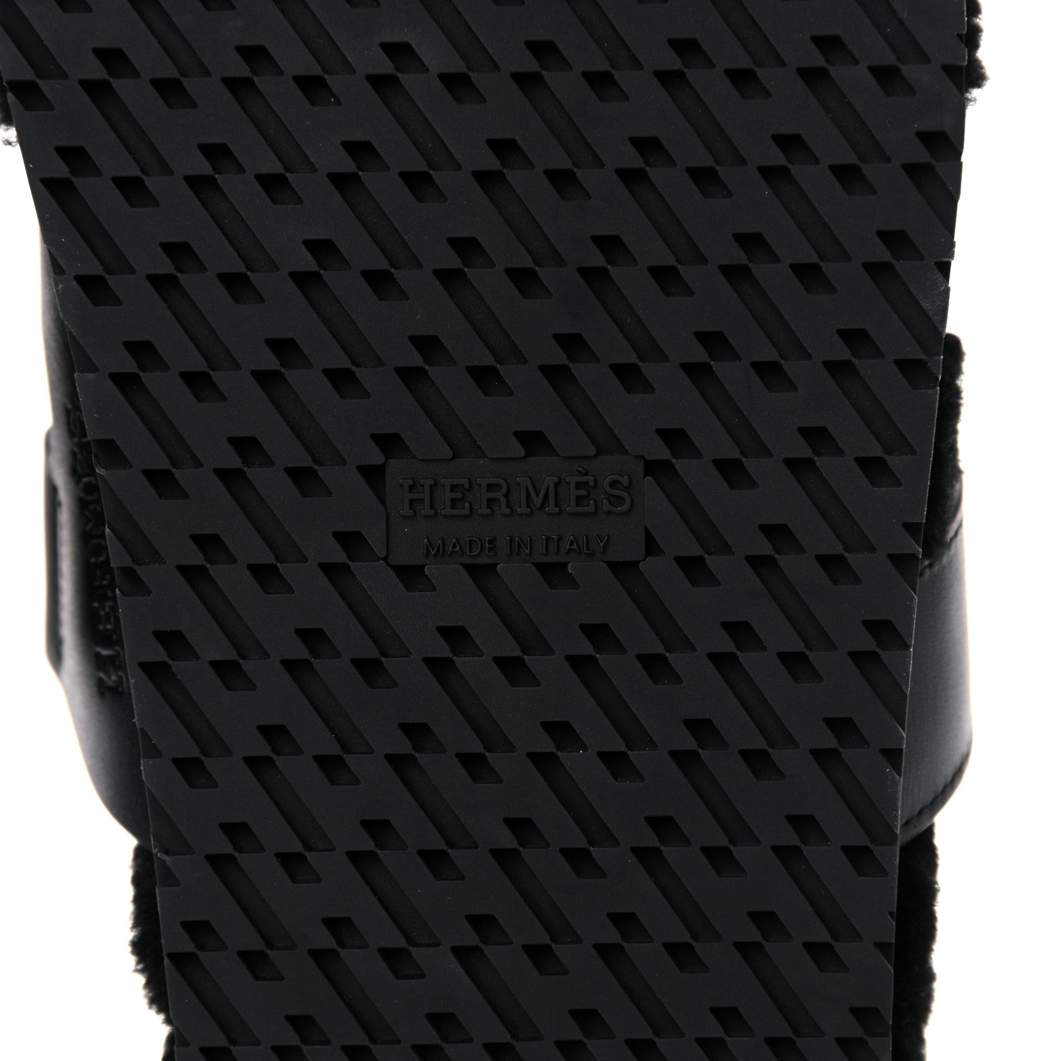 Hermes Calfskin Woolskin Womens Chypre Sandals 37 Black 6 of 11