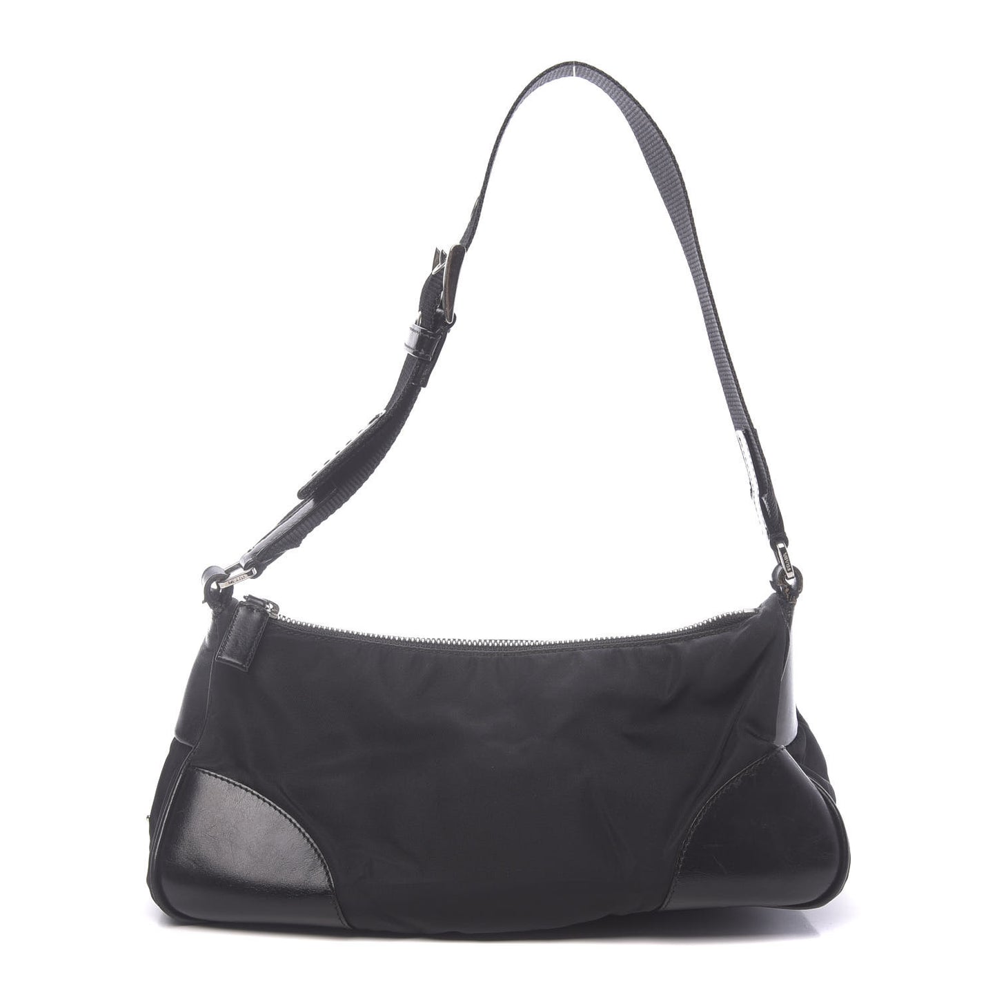 Tessuto Nylon Soft Calf Shoulder Bag Black