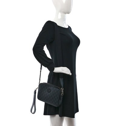 Gucci GG Supreme Monogram Azalea Calfskin Retro Interlocking G Wristlet Shoulder Bag Black 2 of 12