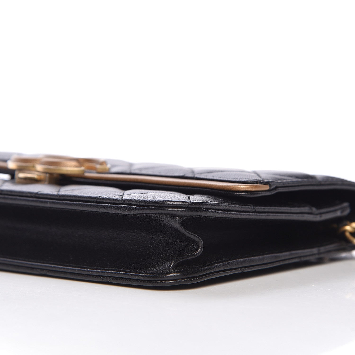 Chanel Lambskin Quilted CC Chic Wallet on Chain WOC Black Gold 11 of 12