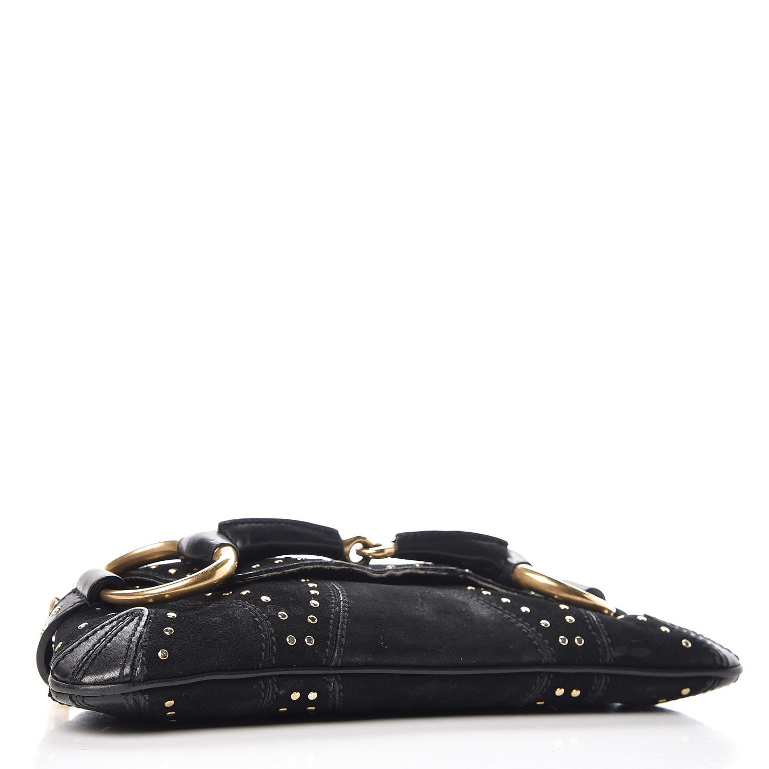 Gucci Suede Studded Horsebit Clutch Bag Black 4 of 24