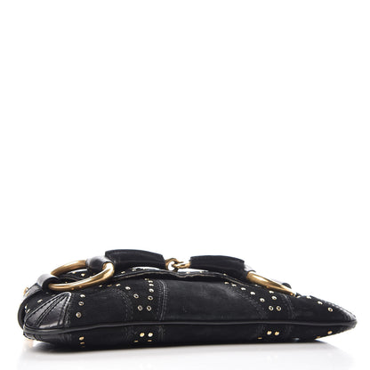 Gucci Suede Studded Horsebit Clutch Bag Black 4 of 24