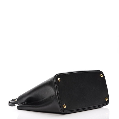 Prada Saffiano Cuir Medium Double Bag Black Fuoco 5 of 9