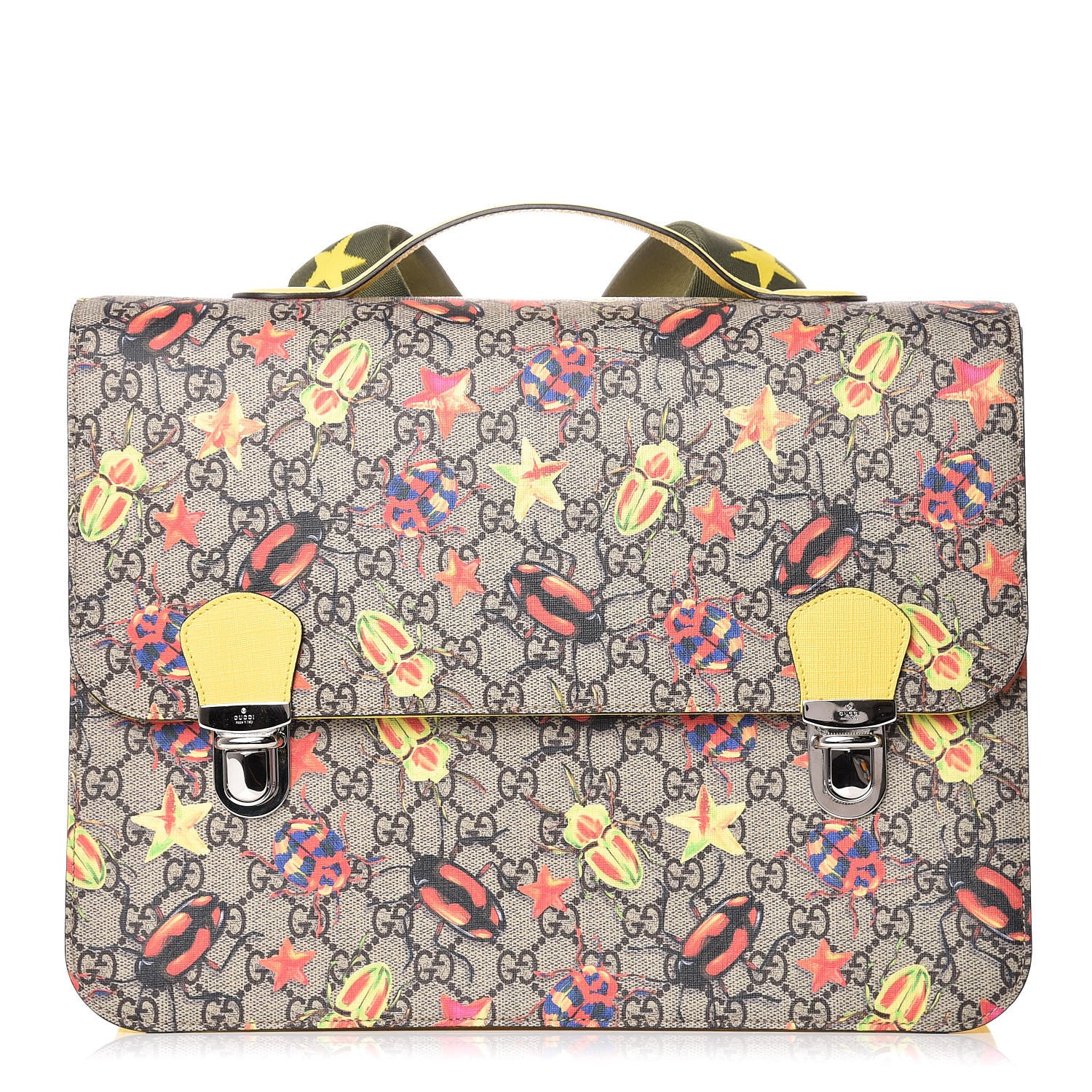 Gucci GG Supreme Monogram Beetles Childrens Backpack Beige Yellow 1 of 8