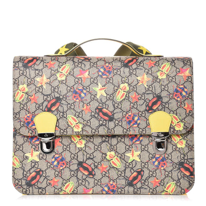Gucci GG Supreme Monogram Beetles Childrens Backpack Beige Yellow 1 of 8