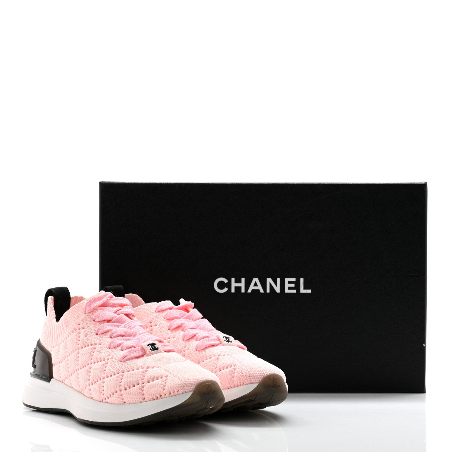 Chanel Mixed Fibers Quilted Womens CC Sneakers 36.5 Light Pink 10 of 10