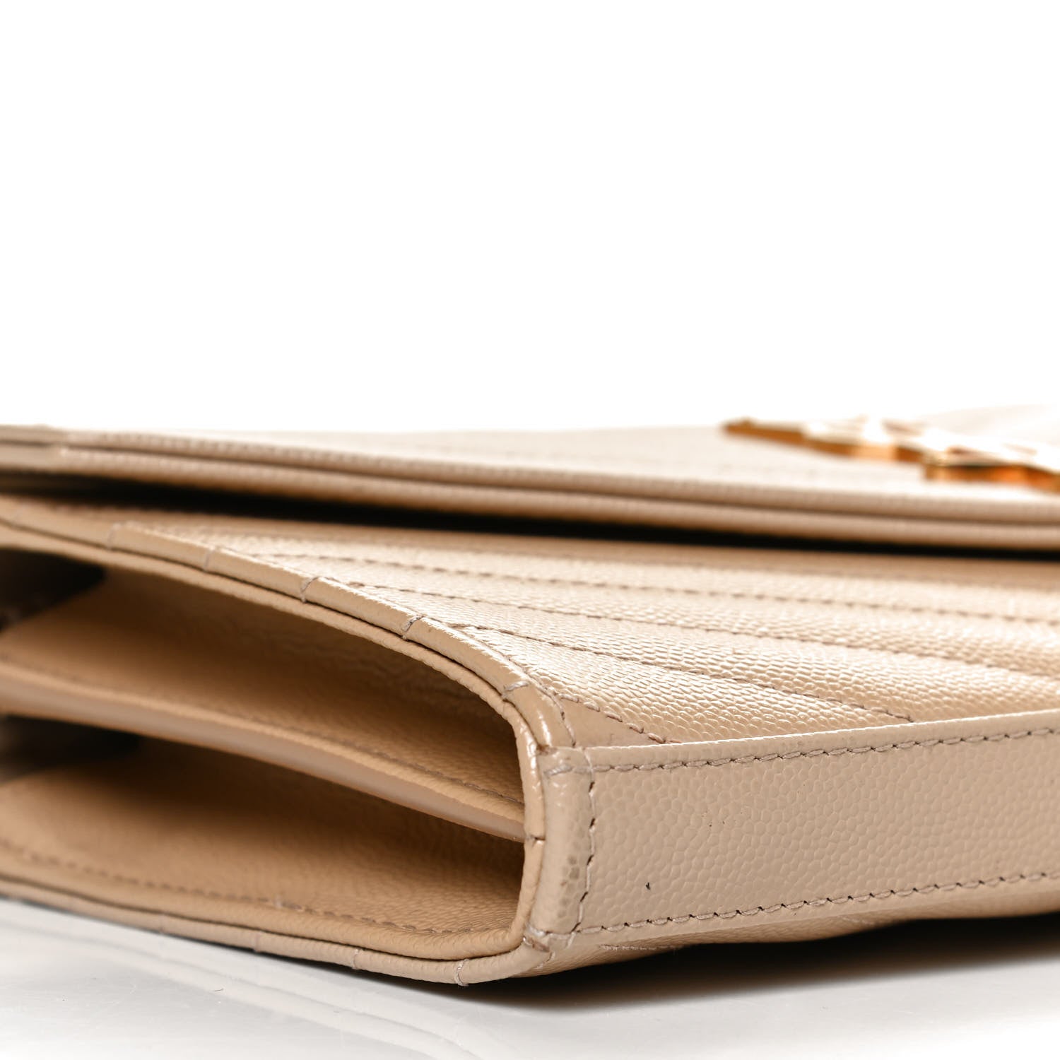 Saint Laurent Grain De Poudre Matelasse Chevron Monogram Chain Wallet Nude Powder 8 of 12