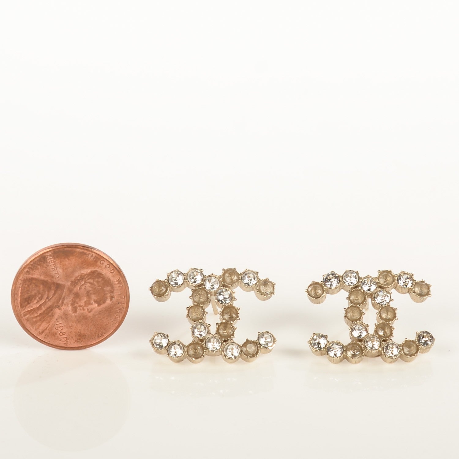 Chanel Crystal CC Earrings Gold 2 of 5