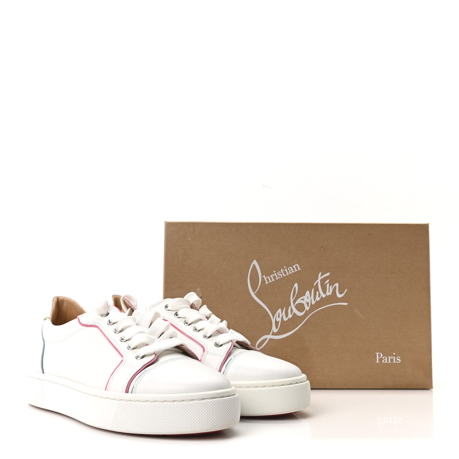 Christian Louboutin Calfskin Patent Vieirissima Flat Sneakers 40 White Multicolor 10 of 10