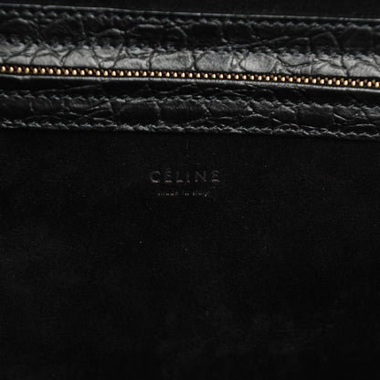Celine Crocodile Embossed Calfskin Medium Phantom Luggage Black 6 of 7