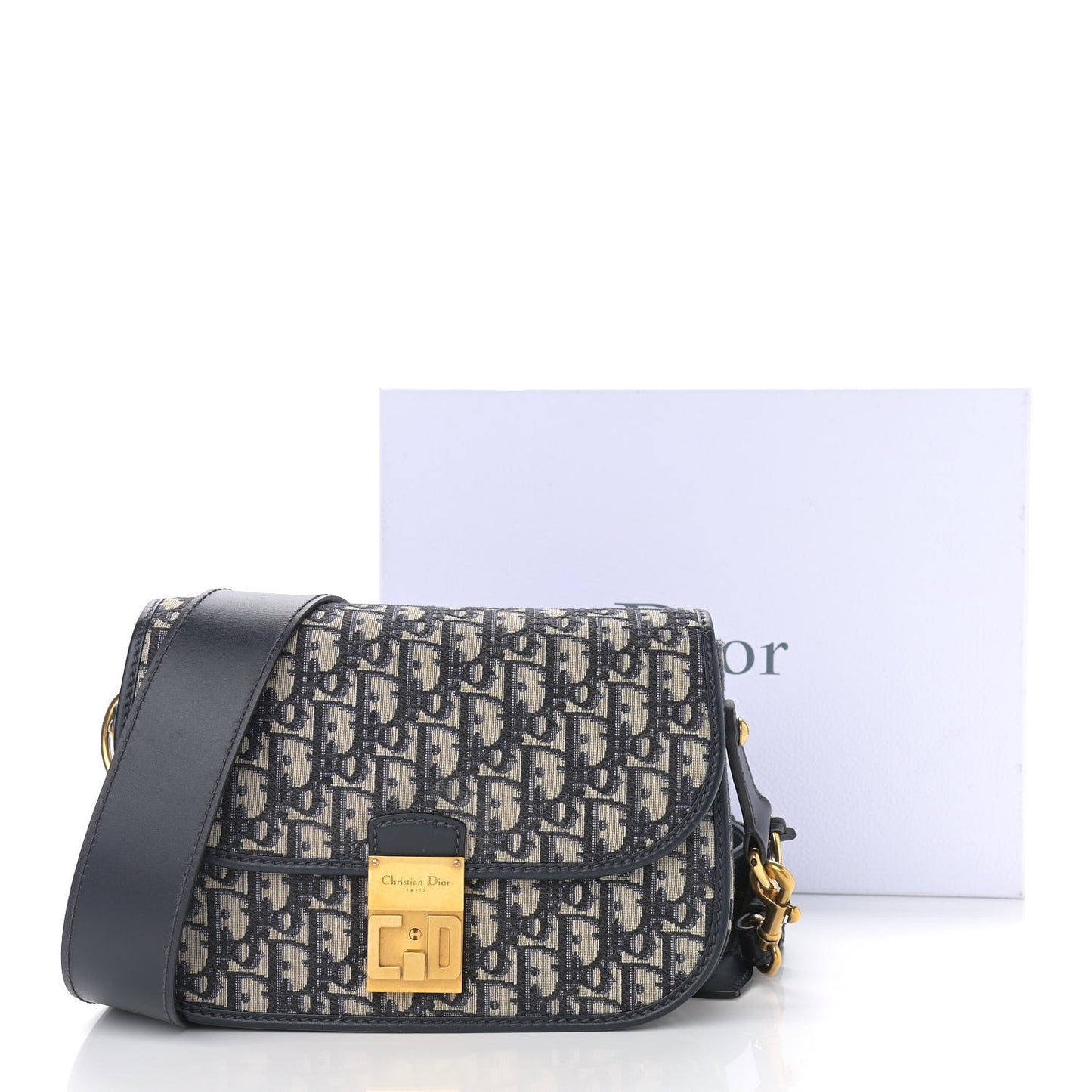 Oblique Flap Bag Navy Blue