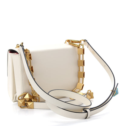 Valentino Garavani Grainy Calfskin VLogo Stud Sign Shoulder Bag Light Ivory 3 of 8