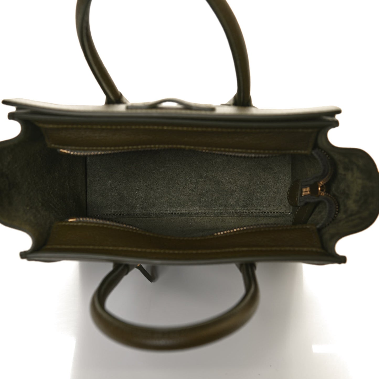 Drummed Calfskin Nano Luggage Dark Olive