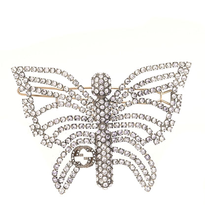 Gucci Crystal Butterfly Interlocking G Hair Clip Silver 1 of 3