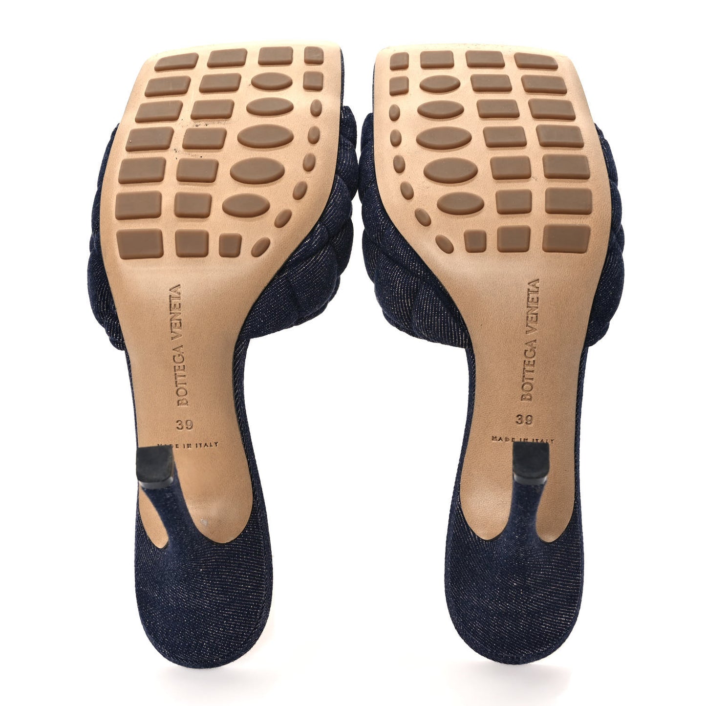 Denim Matelasse Padded Mule Sandals 39 Indigo