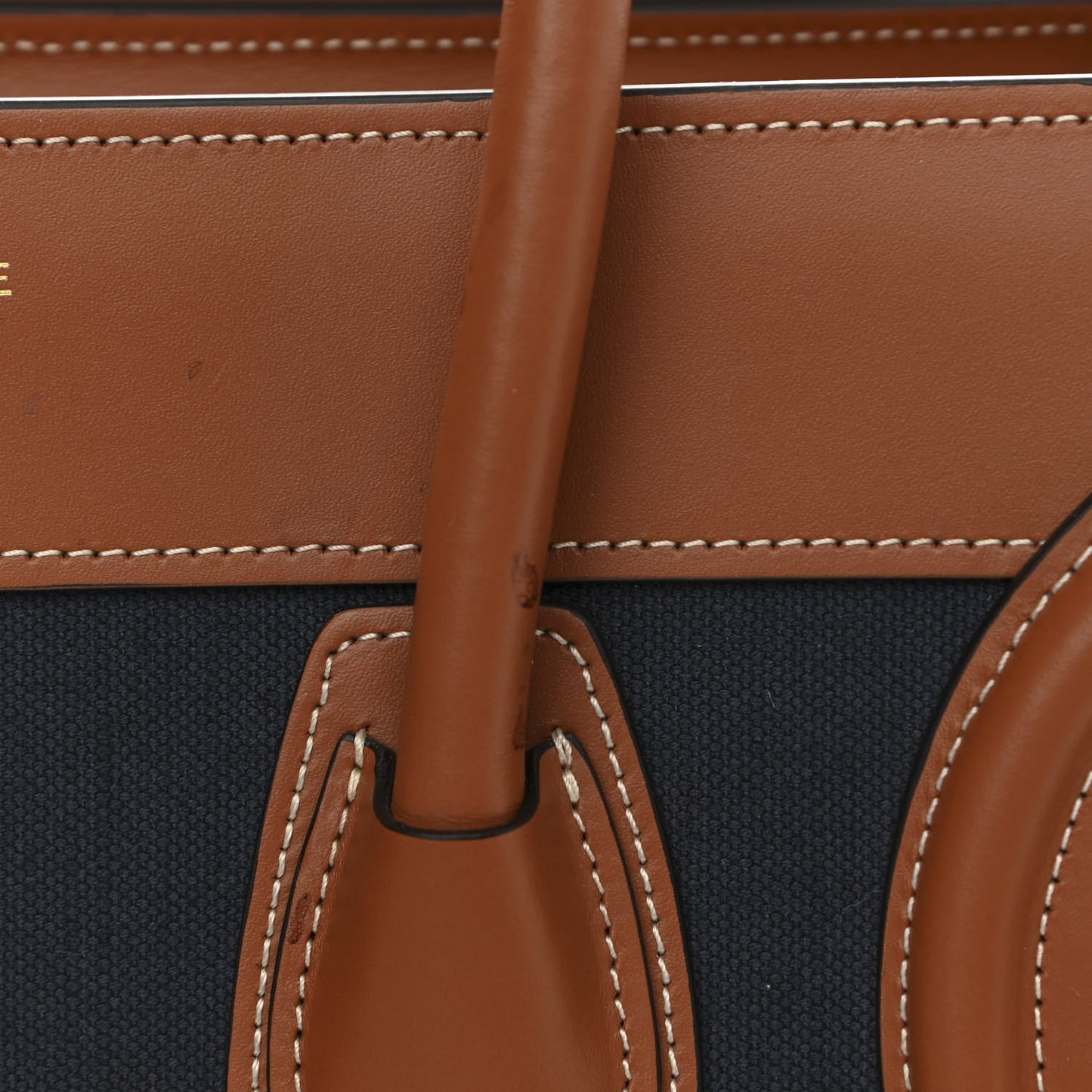 Textile Smooth Calfskin Micro Luggage Navy Tan