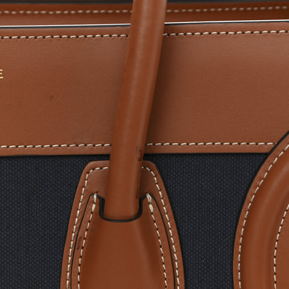 Celine Textile Smooth Calfskin Micro Luggage Navy Tan 13 of 16