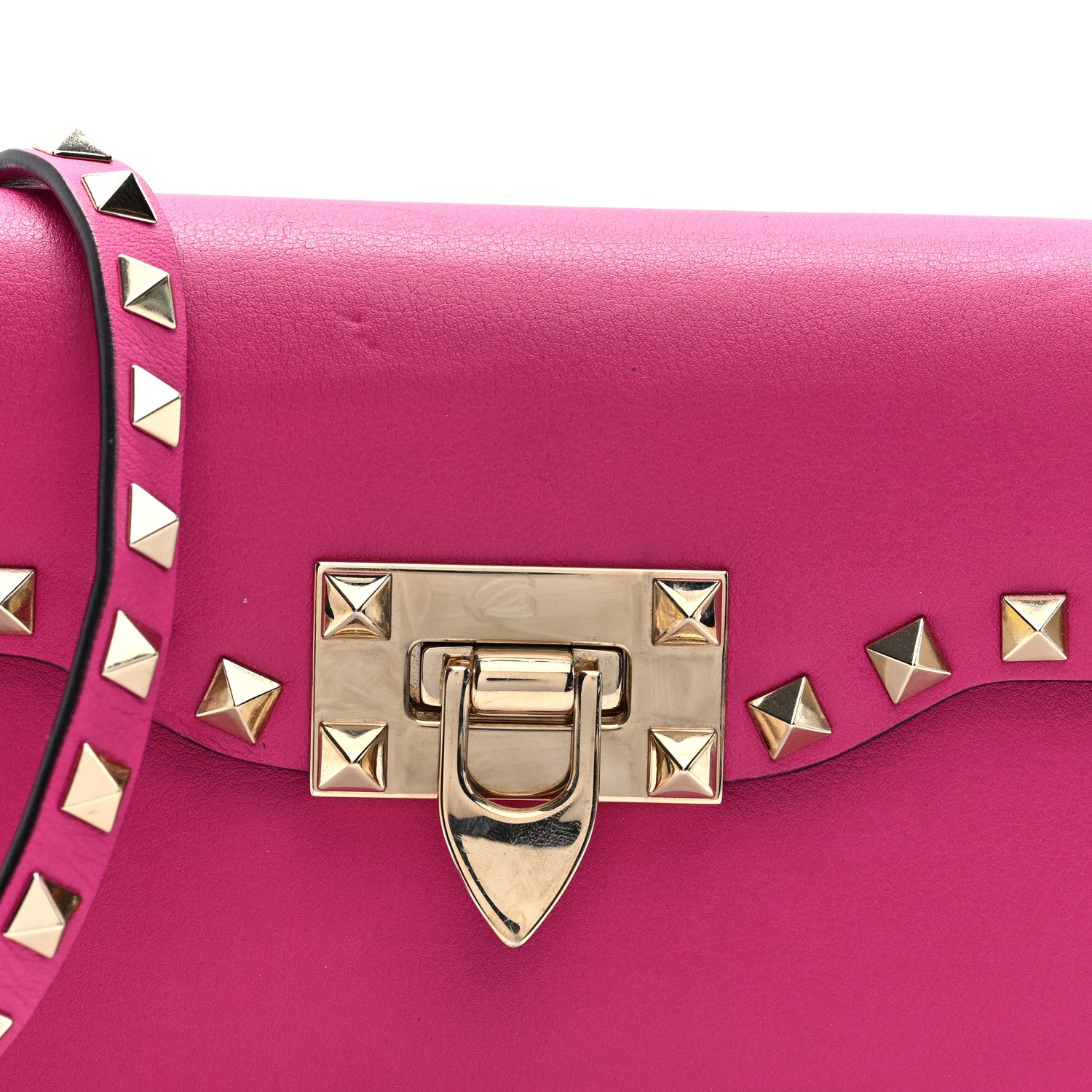 Valentino Garavani Vitello Medium Rockstud Flip Lock Crossbody Bag Bright Fuxia 7 of 9