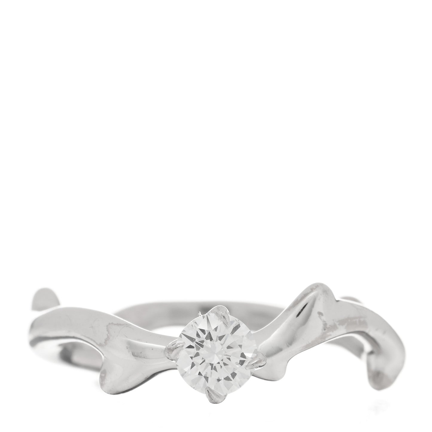 18K White Gold Diamond .30ct Bois de Rose Solitaire Engagement Ring 51 5.75