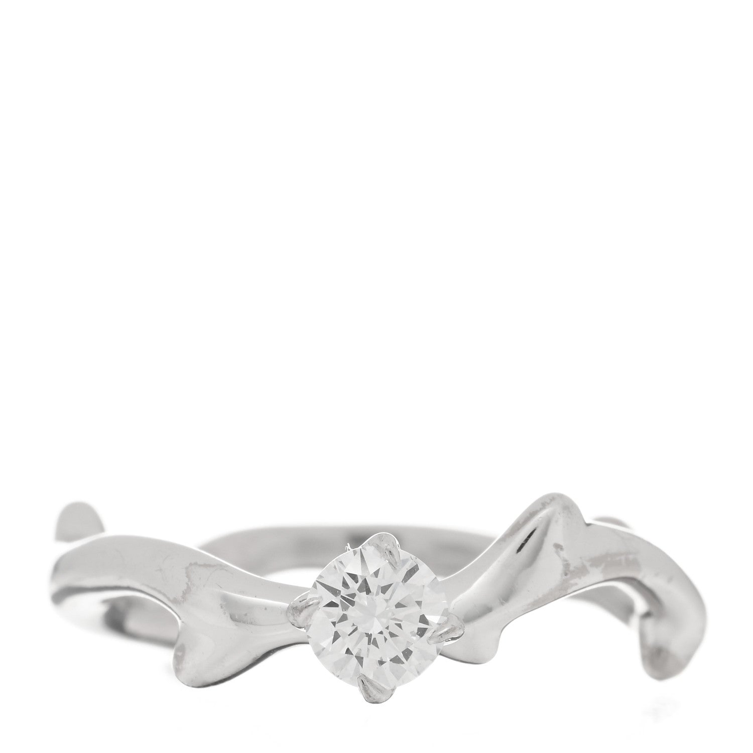 Christian Dior 18K White Gold Diamond .30ct Bois de Rose Solitaire Engagement Ring 51 5.75 1 of 4