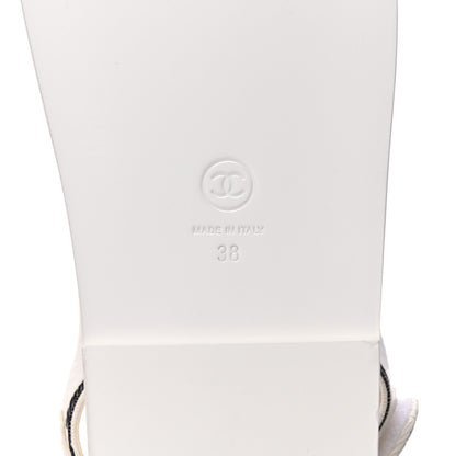 Chanel Calfskin Printed Velcro Dad Sandals 38 White Black 6 of 9