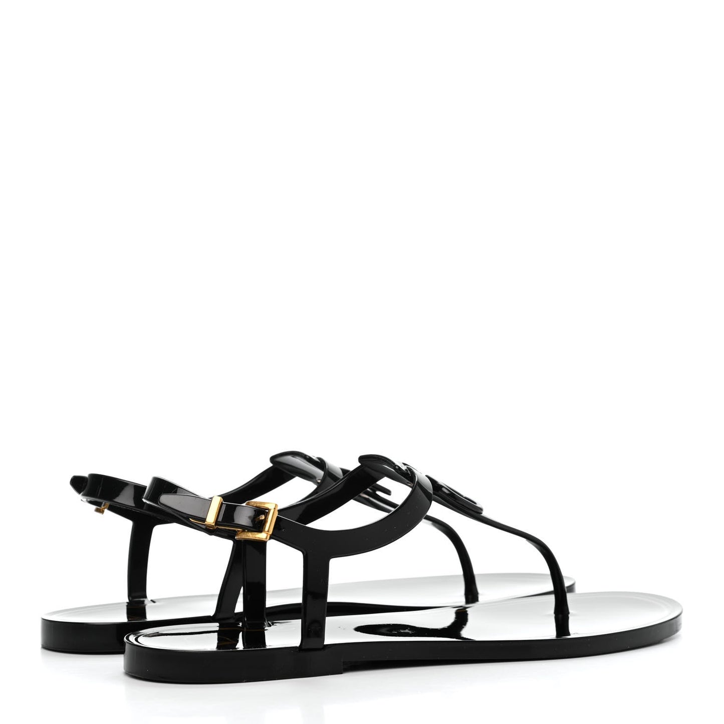 PVC Vlogo Flat Thong Sandals 41 Black
