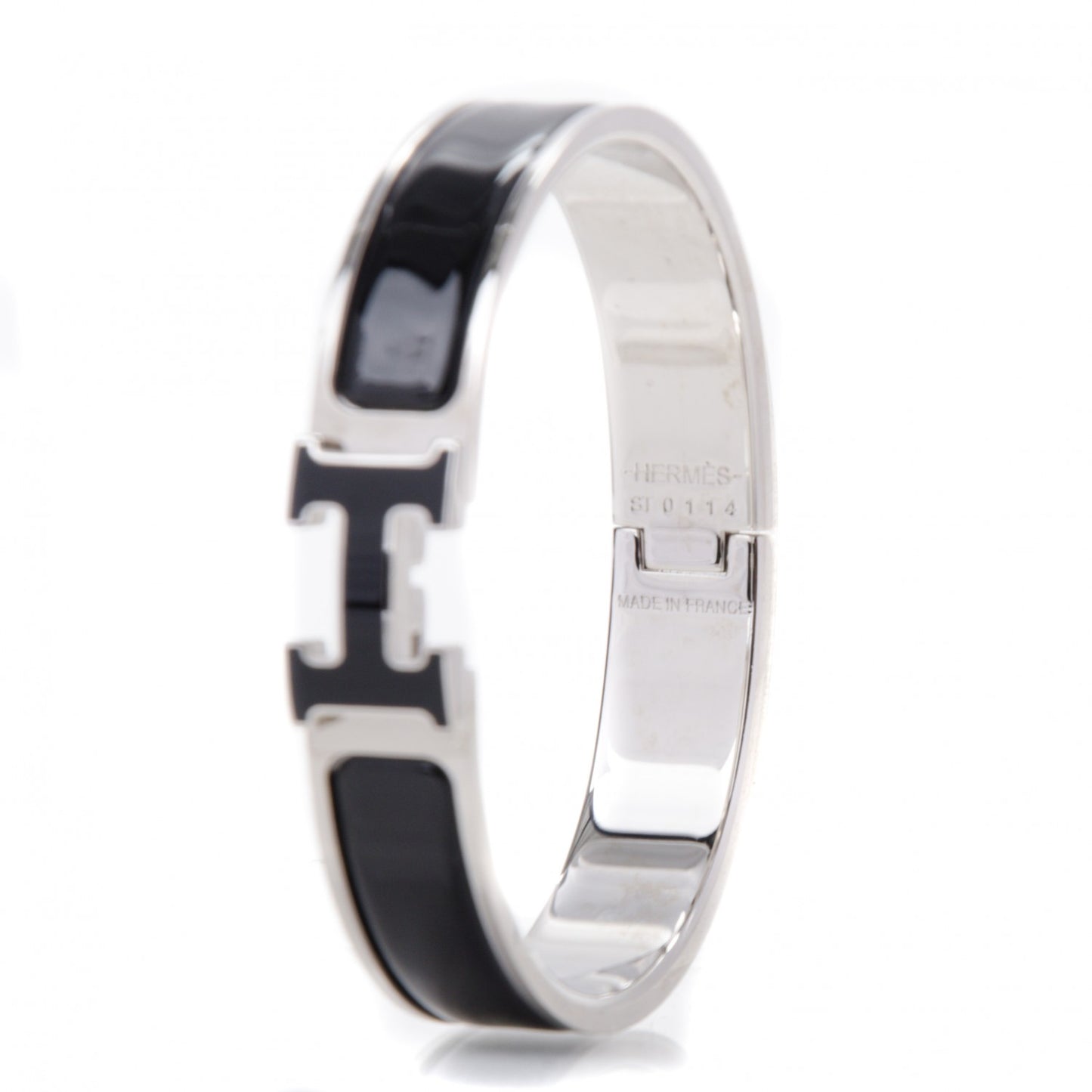 Enamel Narrow Clic Clac H Bracelet PM Black