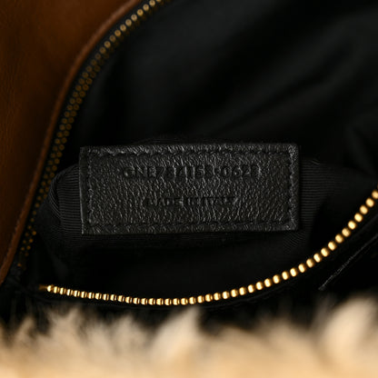 Saint Laurent Shearling Calypso Crossbody Crema Naturel Dark Cigar 7 of 10