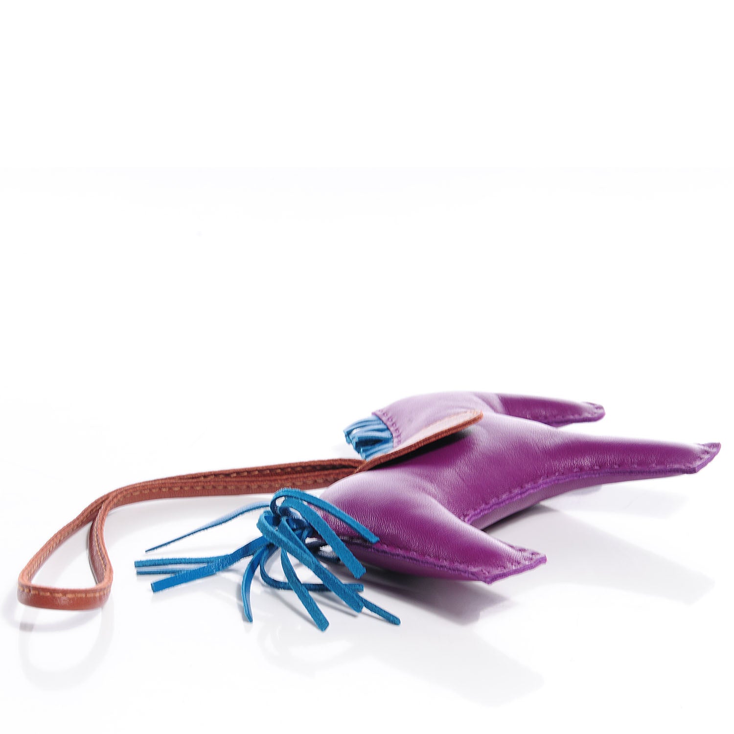 Hermes Milo Lambskin Grigri Rodeo Horse Bag Charm GM Anemone Bleu Izmir Fauve 3 of 5