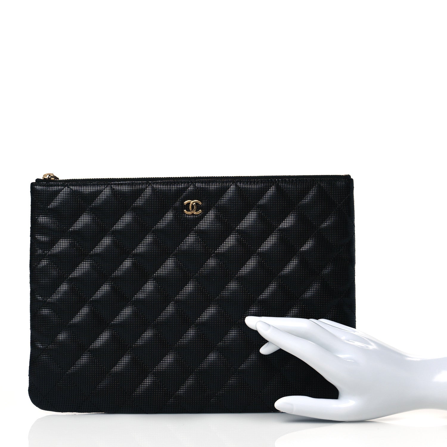 Chanel Calfskin Quilted Pixel Effect Medium Cosmetic Case Black 2 of 10