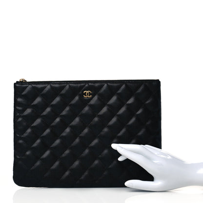 Chanel Calfskin Quilted Pixel Effect Medium Cosmetic Case Black 2 of 10