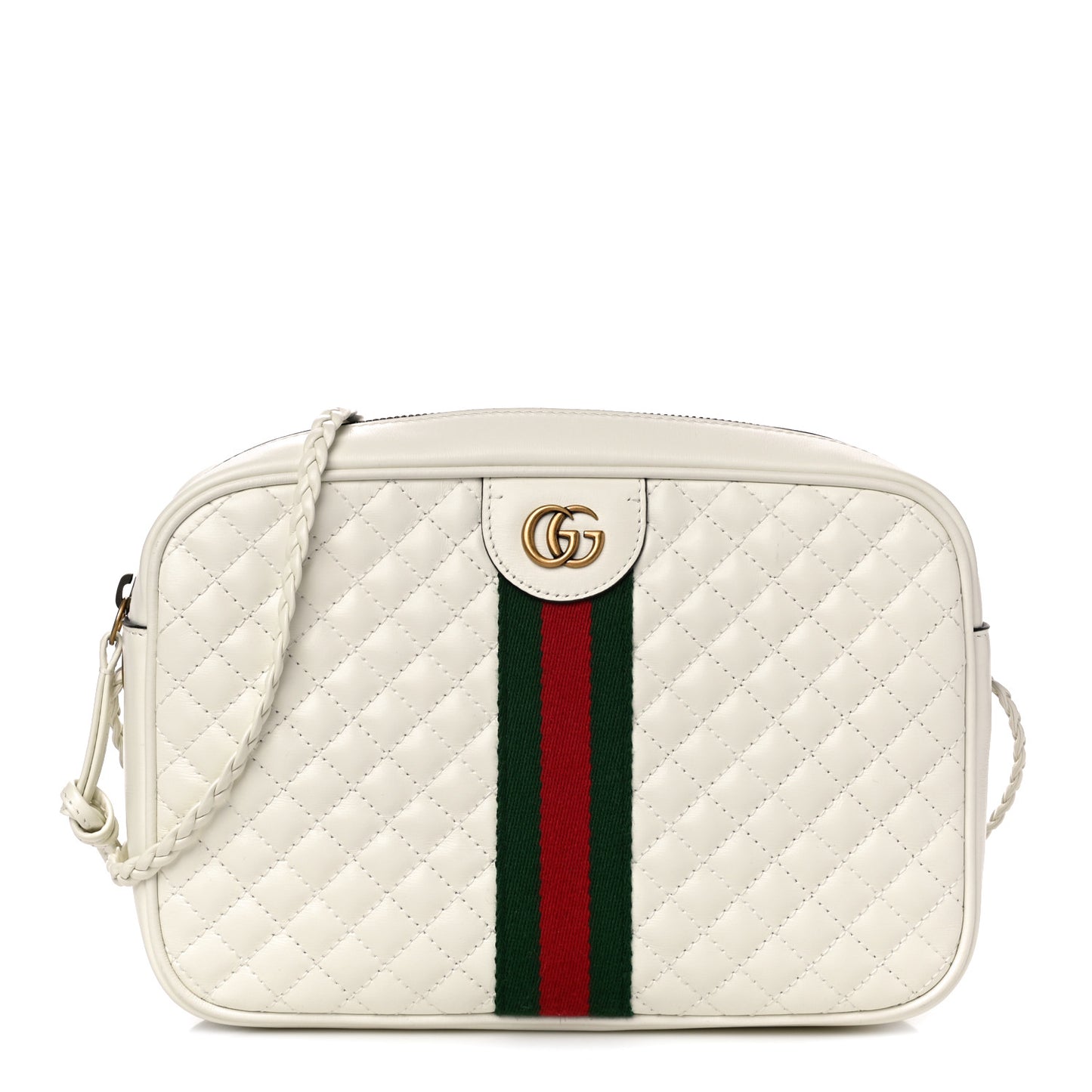 Calfskin Web Trapuntata Small Shoulder Bag Off White