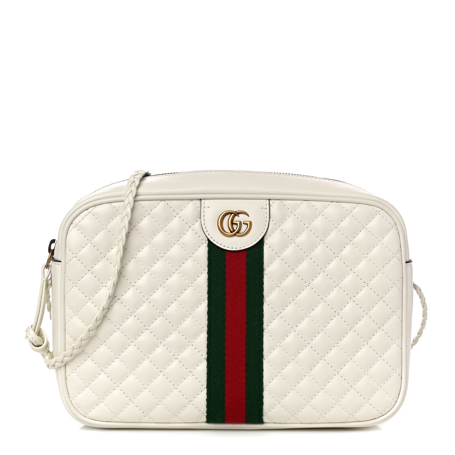 Gucci Calfskin Web Trapuntata Small Shoulder Bag Off White 1 of 12