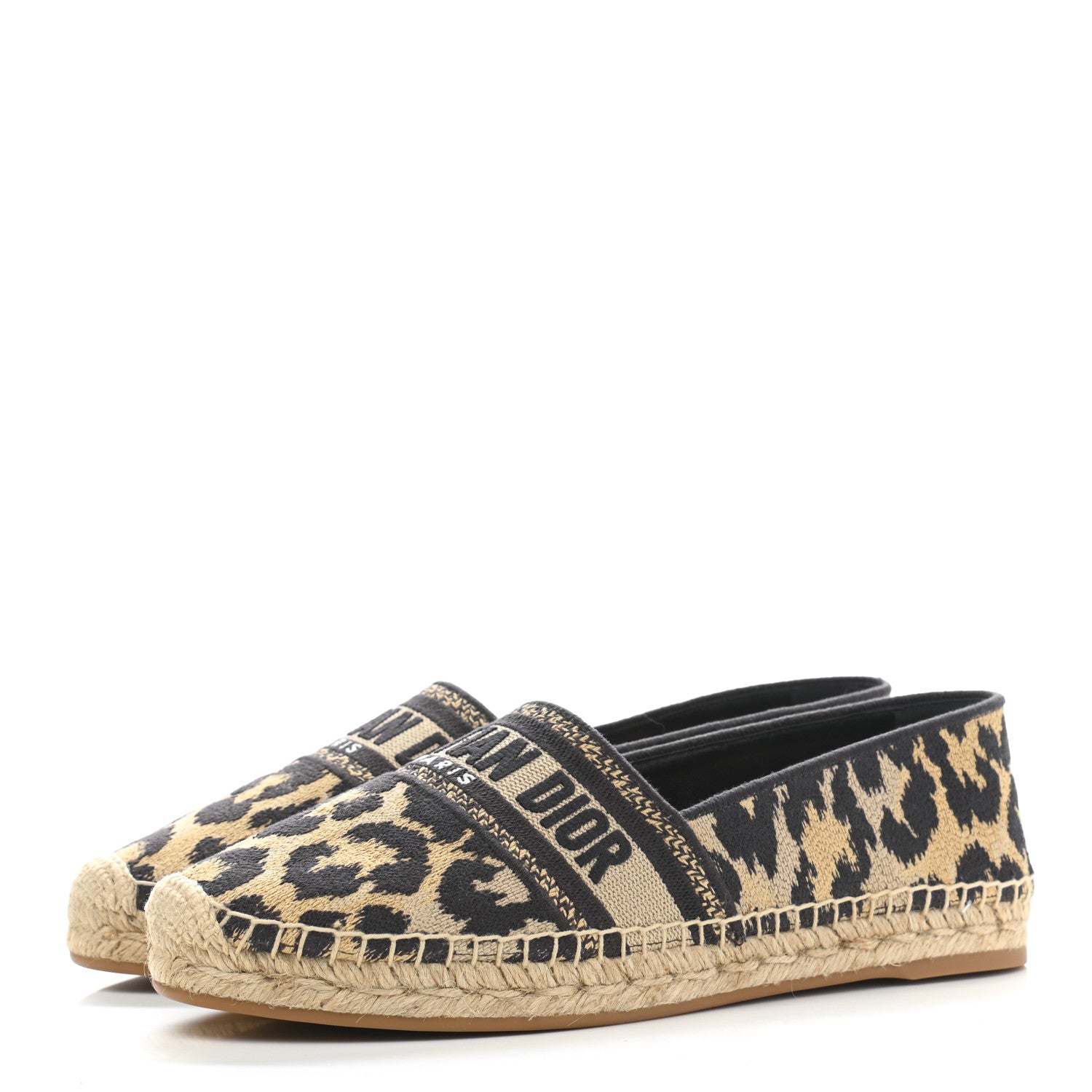 Christian Dior Cotton Embroidered Leopard Print Granville Espadrille 41 Natural 3 of 10