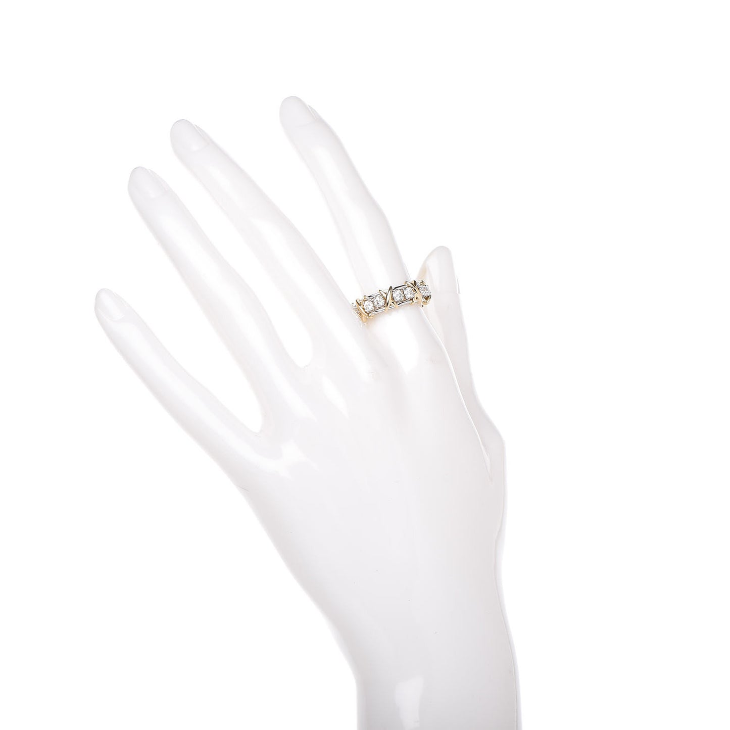 18K Yellow Gold Platinum Diamond Schlumberger Sixteen Stone Ring 51 5.75