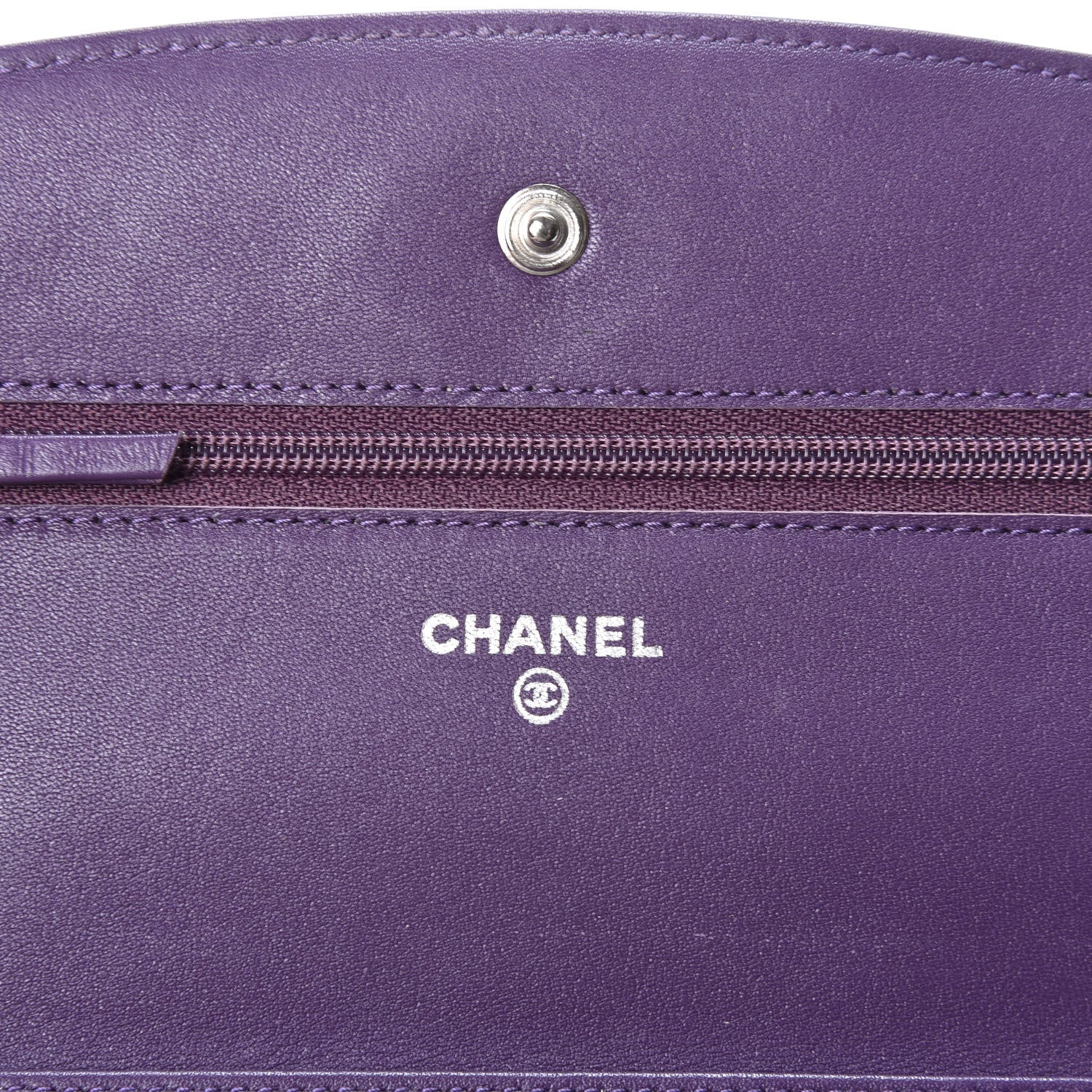Chanel Patent Quilted Brilliant Wallet On Chain WOC Violet 7 of 10