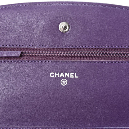 Chanel Patent Quilted Brilliant Wallet On Chain WOC Violet 7 of 10