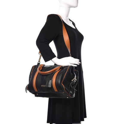 Burberry Calfskin Raffia Prorsum Bowling Black Brown 2 of 10