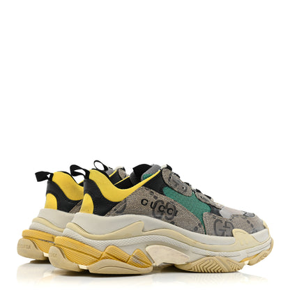 Balenciaga X GUCCI Maxi GG Supreme Monogram Womens Triple S Sneakers 38 Beige Ebony Black Green 5 of 12