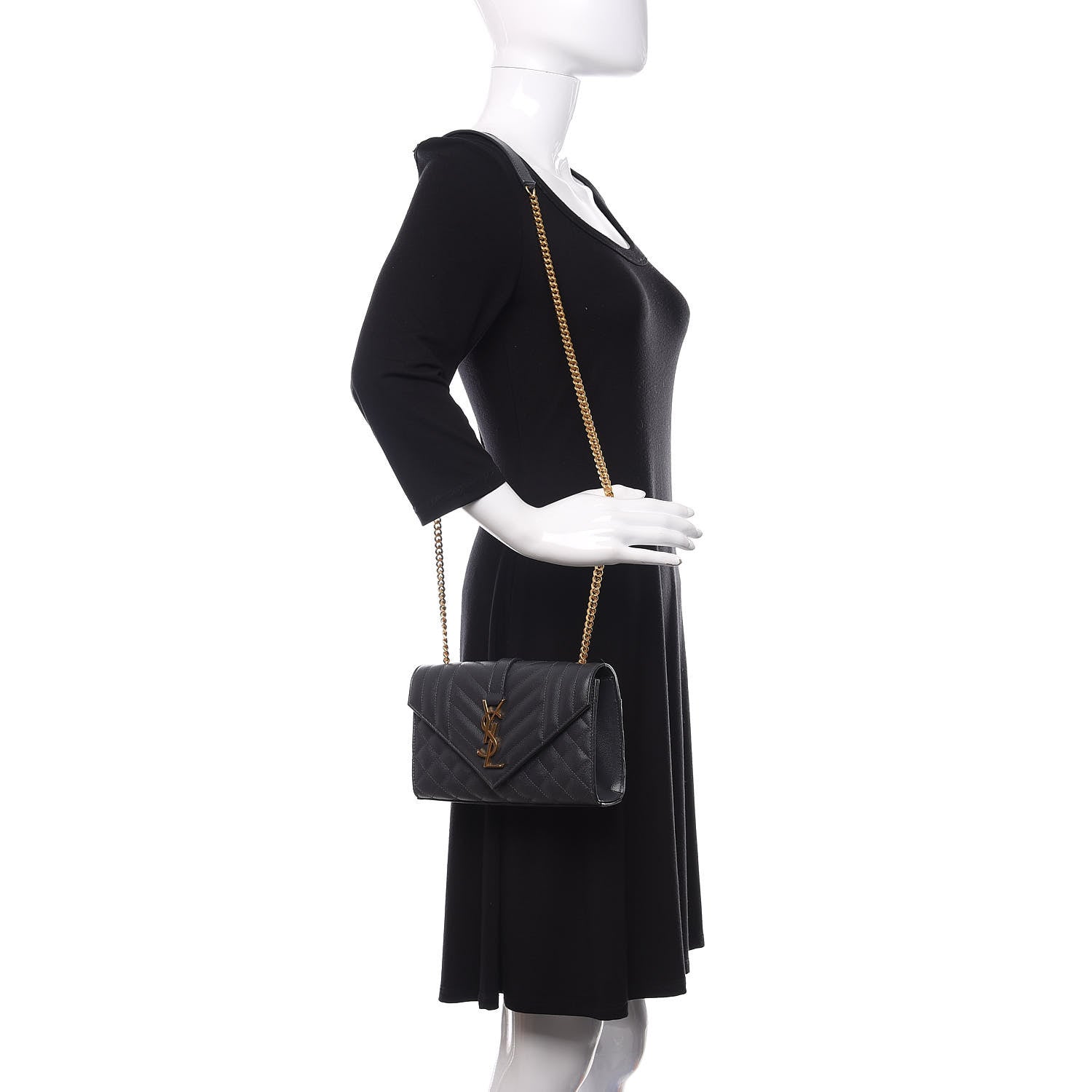 Saint Laurent Grain De Poudre Textured Mixed Matelasse Triquilt Small Monogram Satchel Dark Smoke 2 of 10