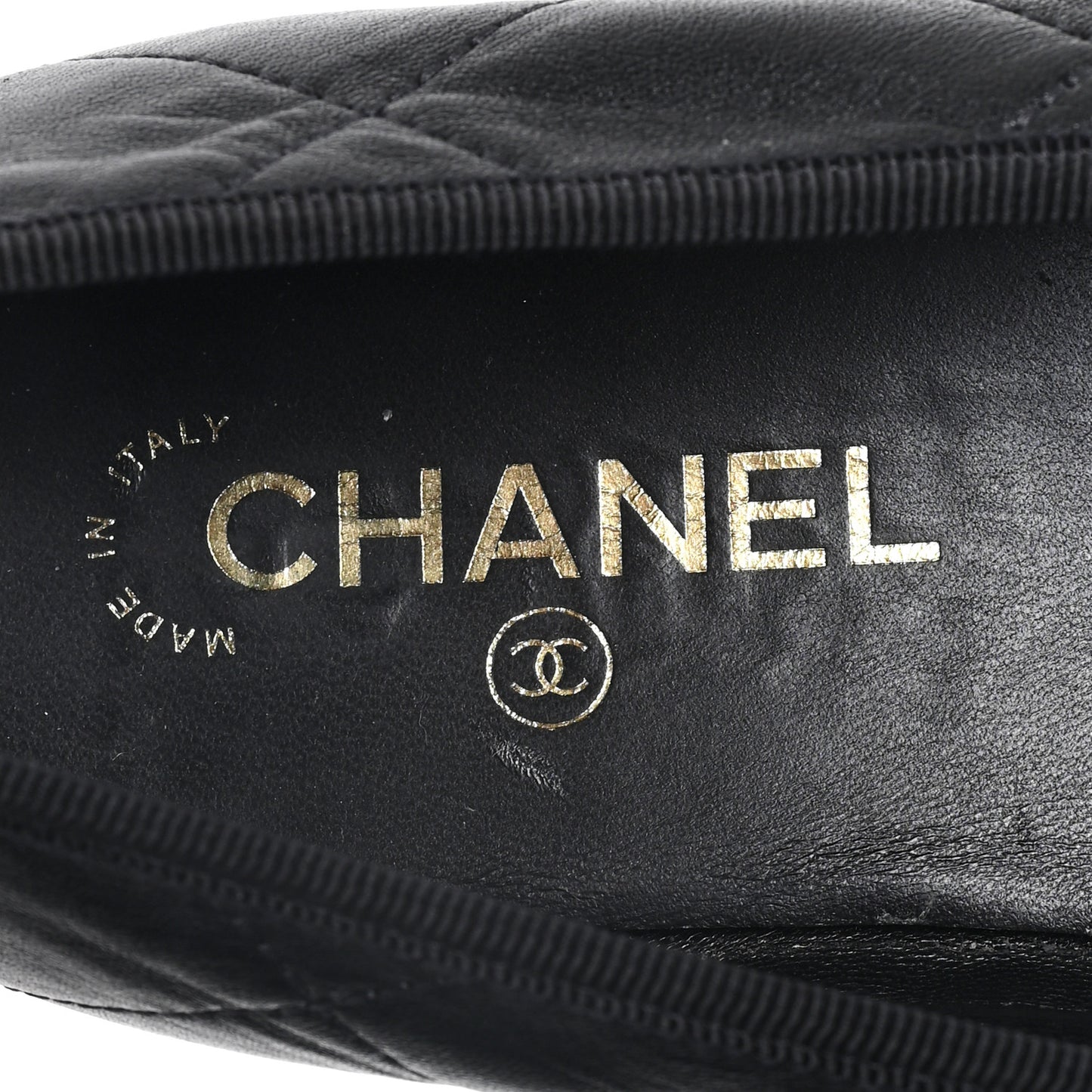Lambskin Quilted CC Cambon Ballet Flats 42 Black White
