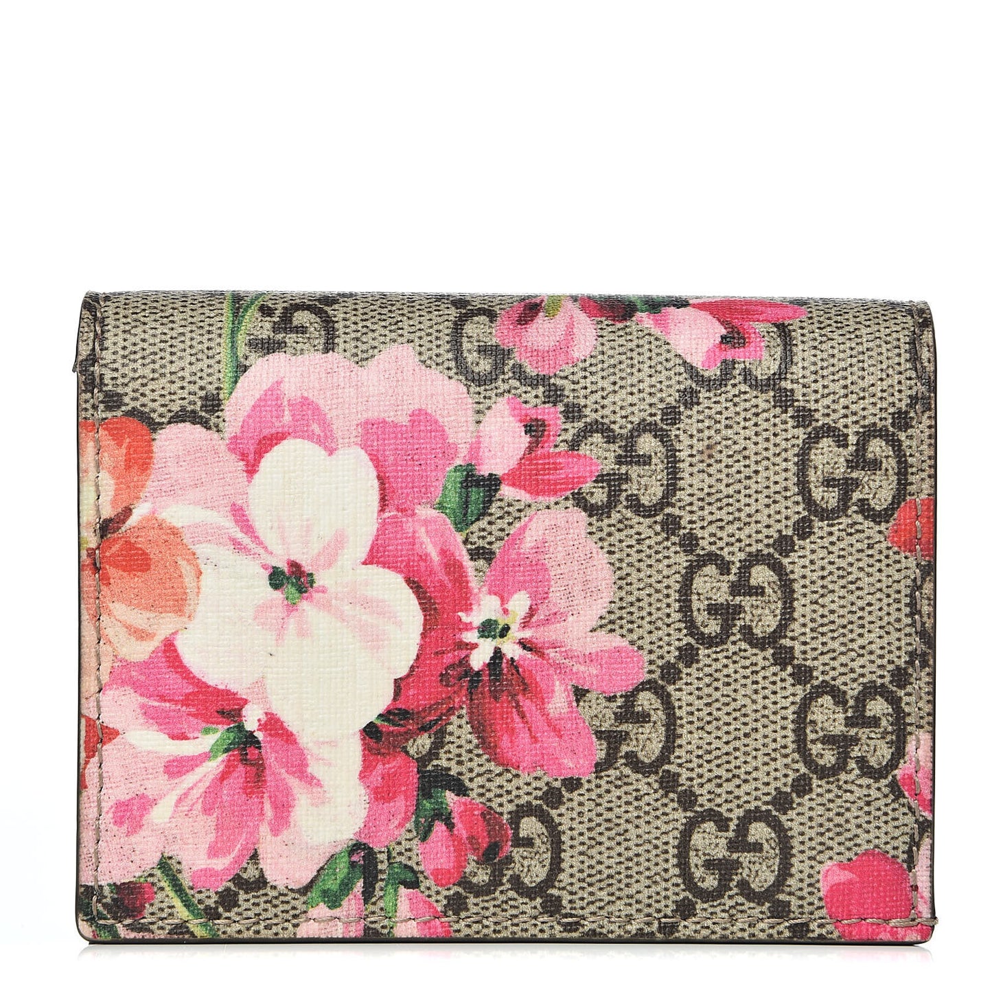 GG Supreme Monogram Blooms Card Case Beige Multicolor Dry Rose