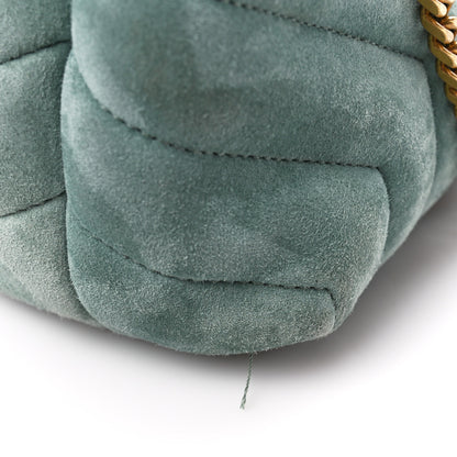 Saint Laurent Suede Calfskin Y Quilted Monogram Small Loulou Chain Satchel Vert Opaline 12 of 13