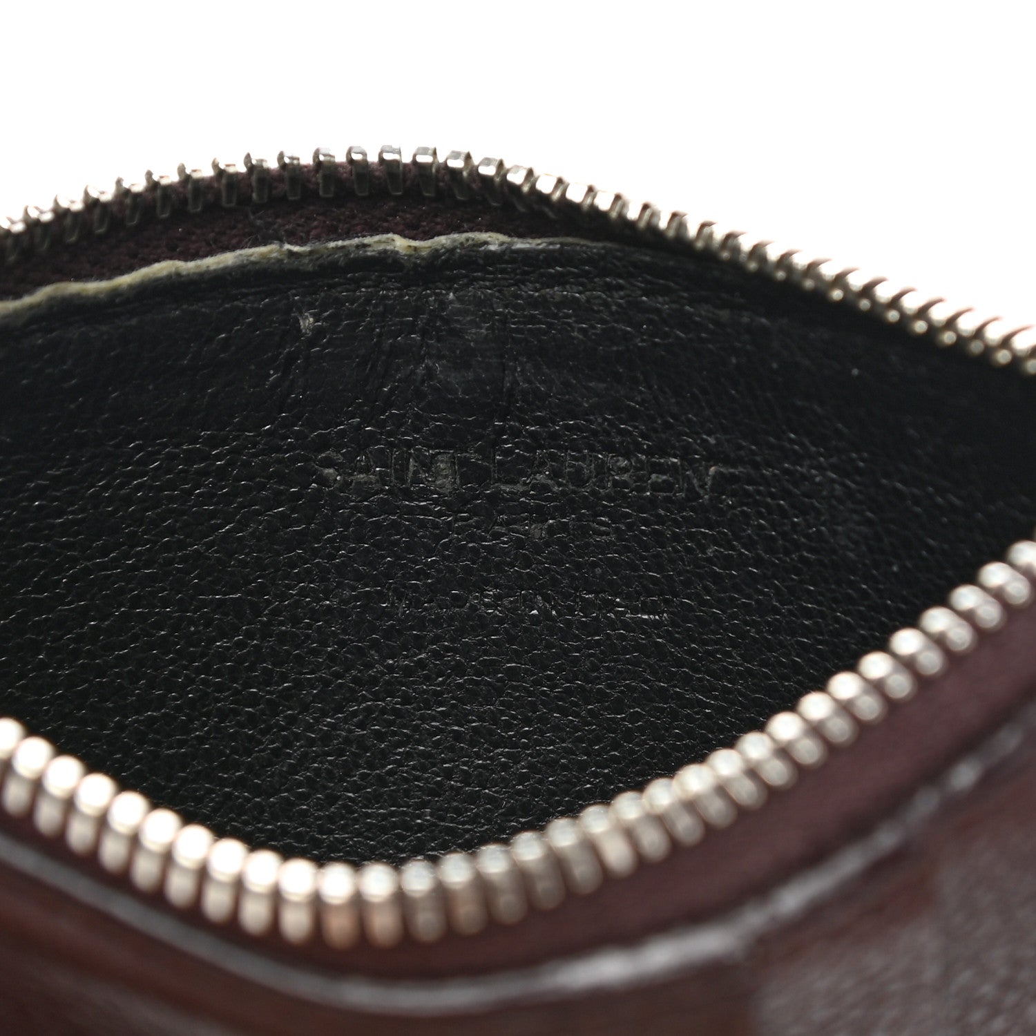 Saint Laurent Grained Calfskin 5 Fragments Zip Pouch Card Holder Bordeaux 6 of 11